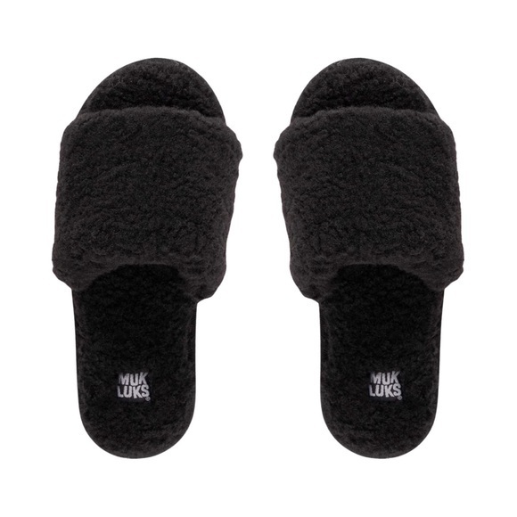 Muk Luks Shoes - MUK LUKS Women’s Franki Teddy Slide Slippers – Black – NWT